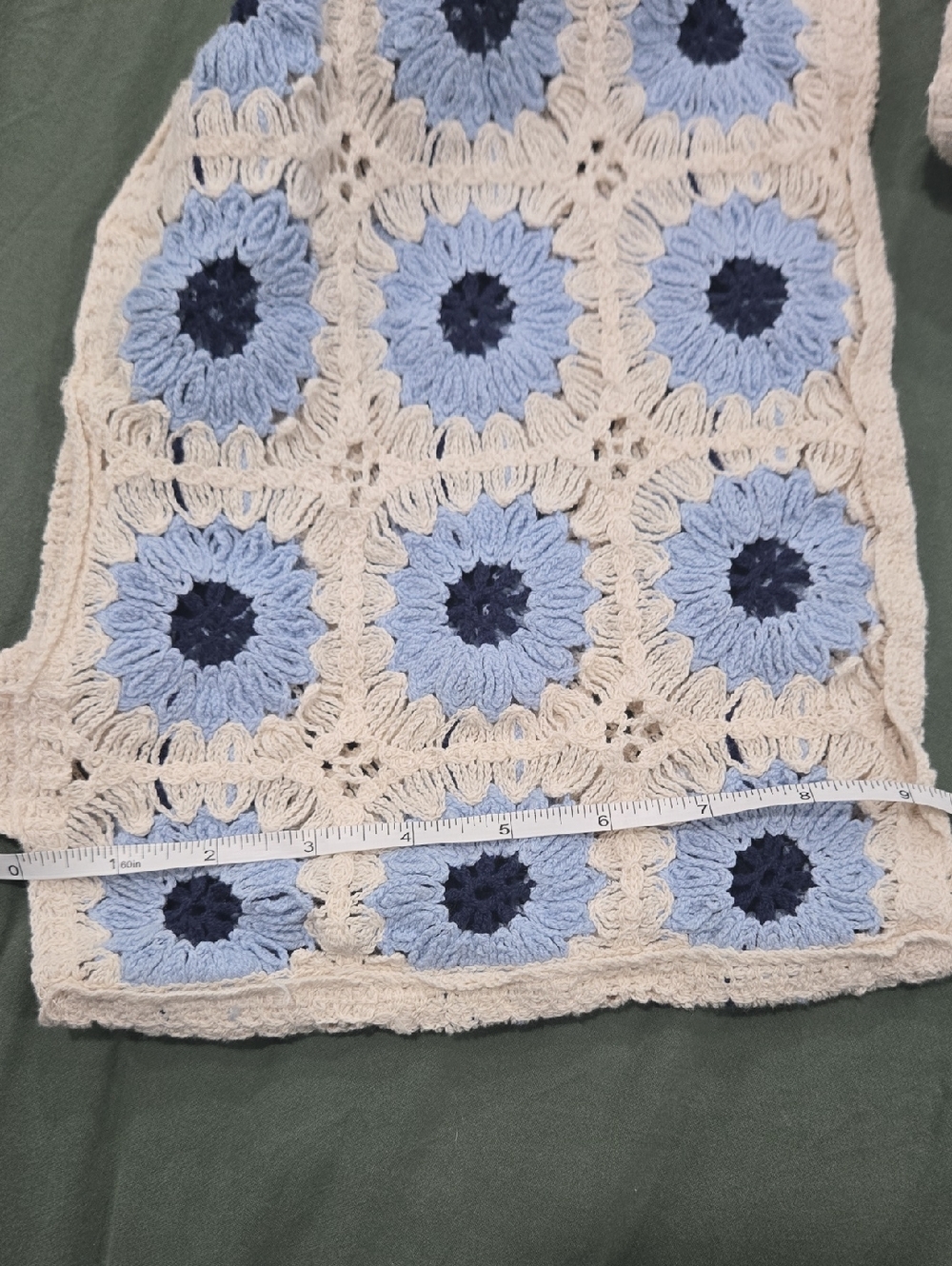 Blue/Cream Crochet crop top and skirt set - Picture 8 of 8